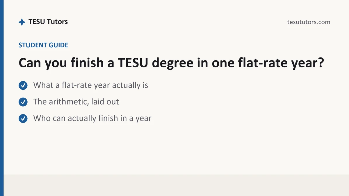 Can you finish a TESU degree in one flat-rate year?, a TESU student guide, from TESU Tutors