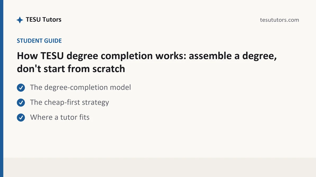 How TESU degree completion works: assemble a degree, don't start from scratch, a TESU student guide, from TESU Tutors