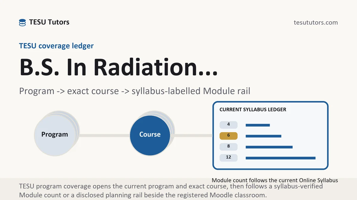 Program b s in radiation... at TESU, program to exact course code to a current syllabus-labelled Module rail, from TESU Tutors
