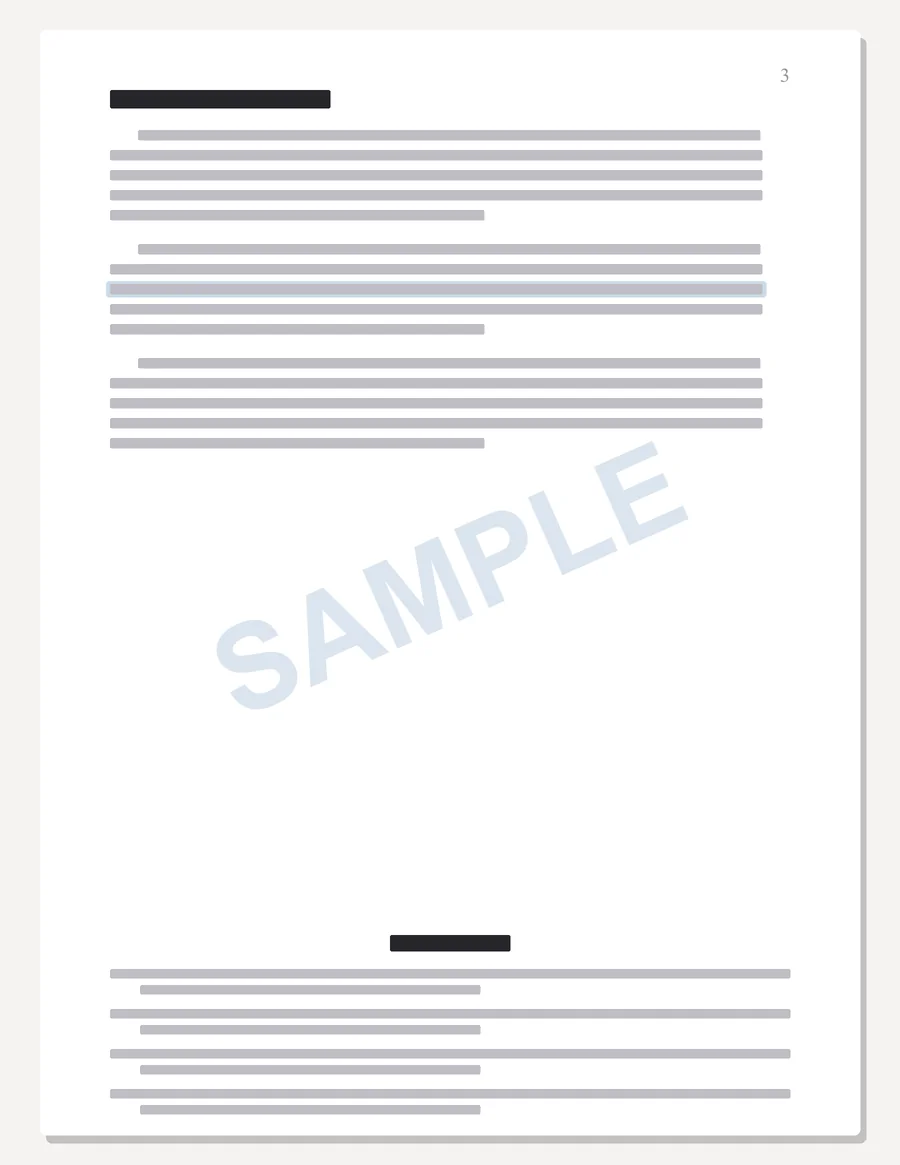 TESU sample paper preview, body page with in-text citations and an APA references list