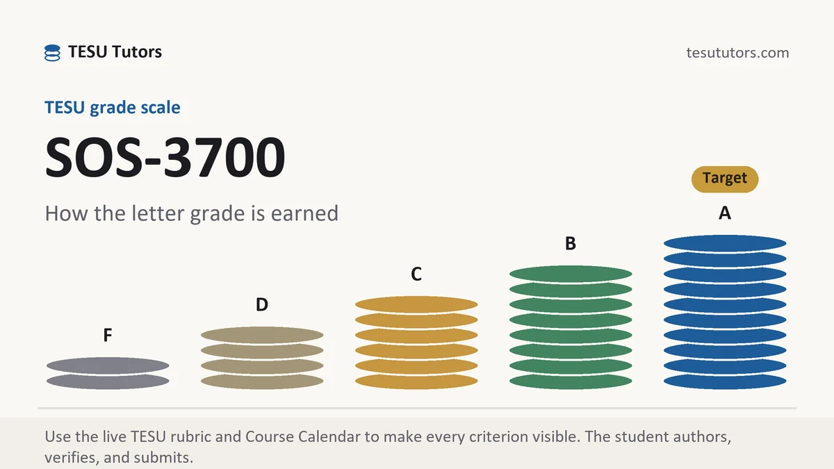 SOS-3700 grading scale at TESU, how the work is graded, from TESU Tutors