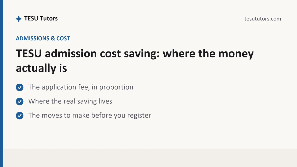 TESU admission cost saving: where the money actually is, a TESU student guide, from TESU Tutors