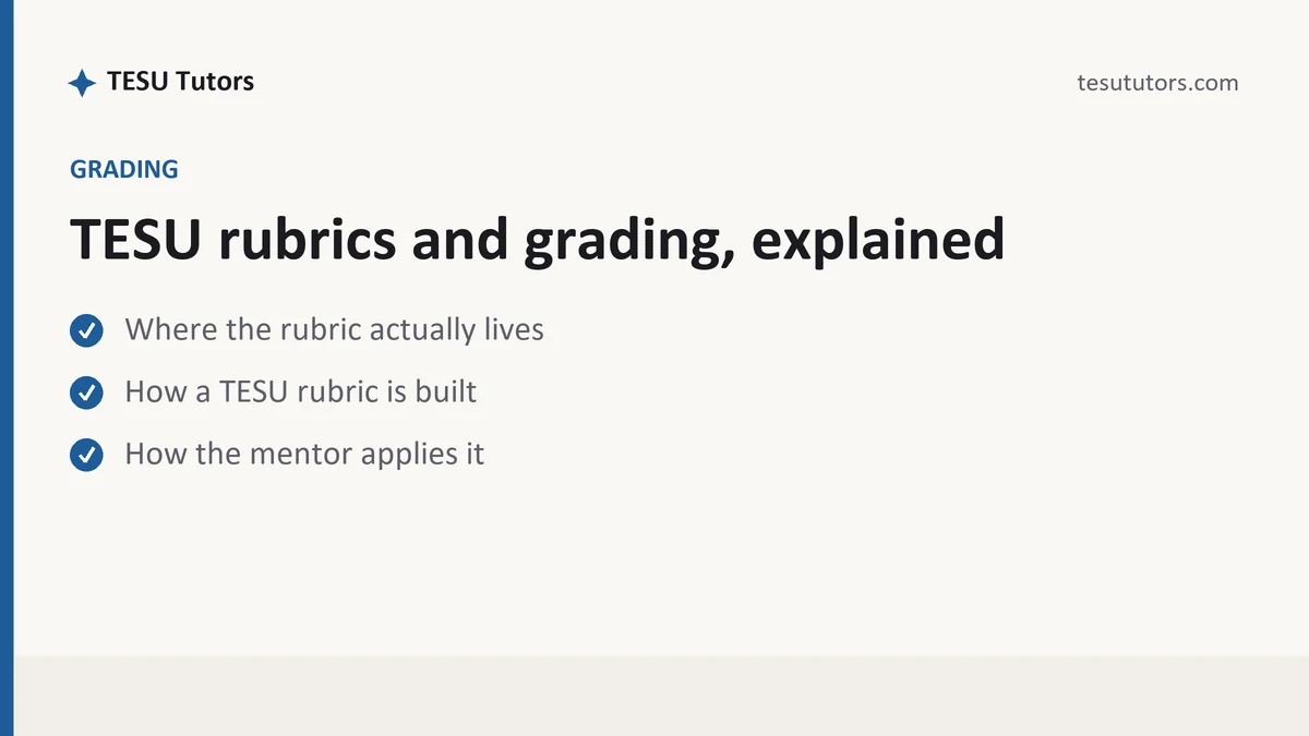 TESU rubrics and grading, explained, a TESU student guide, from TESU Tutors