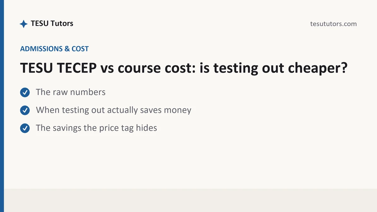 TESU TECEP vs course cost: is testing out cheaper?, a TESU student guide, from TESU Tutors